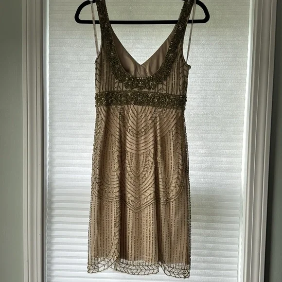 Sue Wong Beaded Champagne Sleeveless Dress - Picture 4 of 6